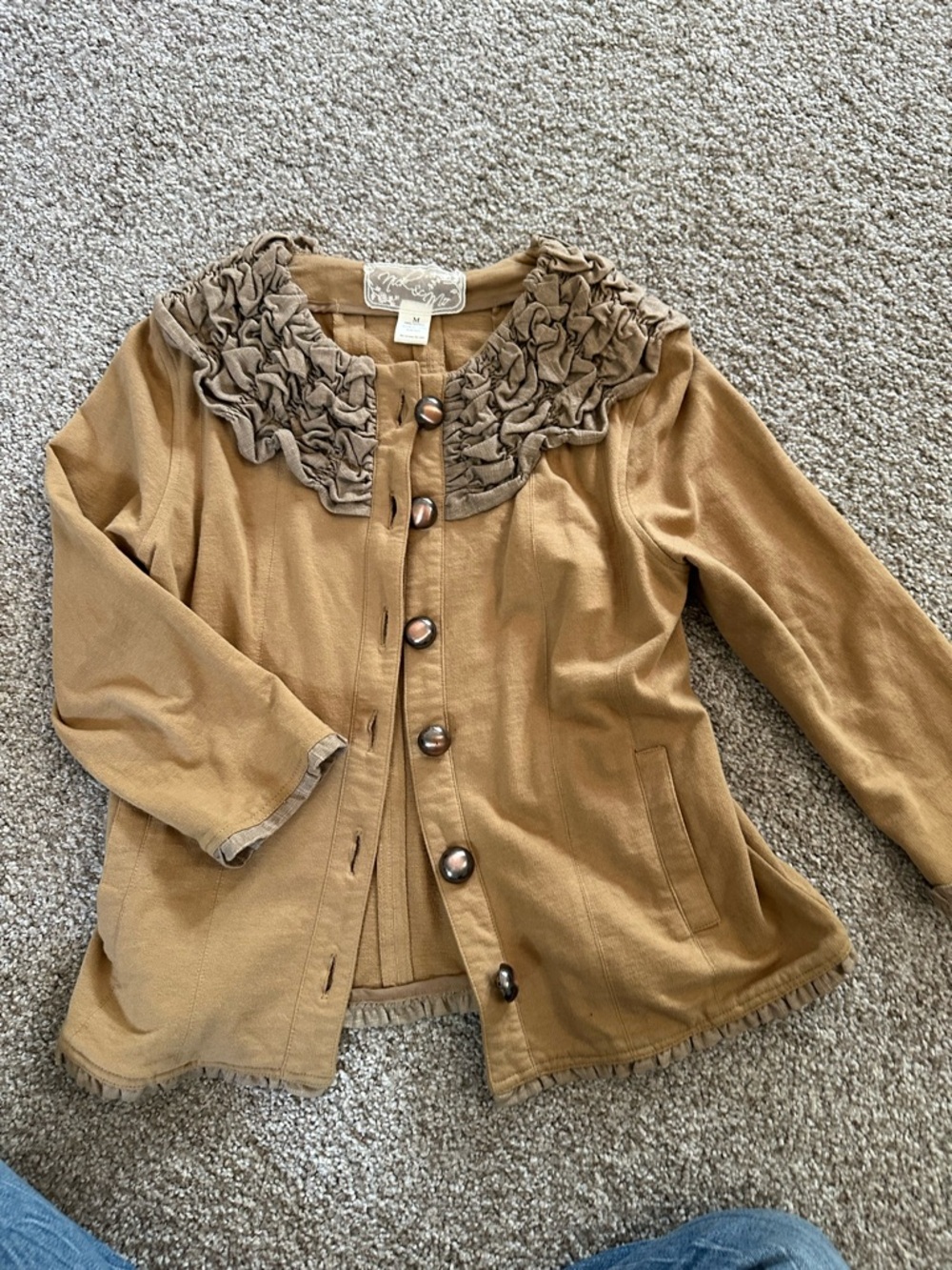 Nick & Mo Ruffle Collar Cardigan Jacket Boho Cottagecore Size M
